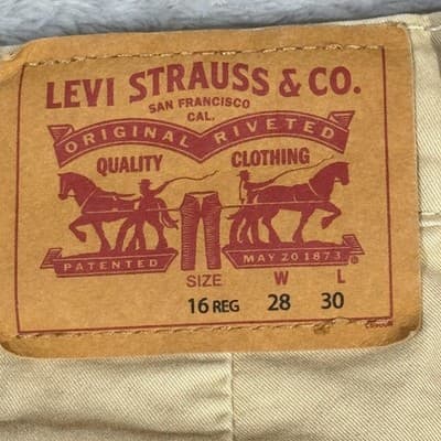Levi’s XX Chino Pants Youth 16 28x30 Cream Khaki Slim Stretch Casual - Thumbnail 3