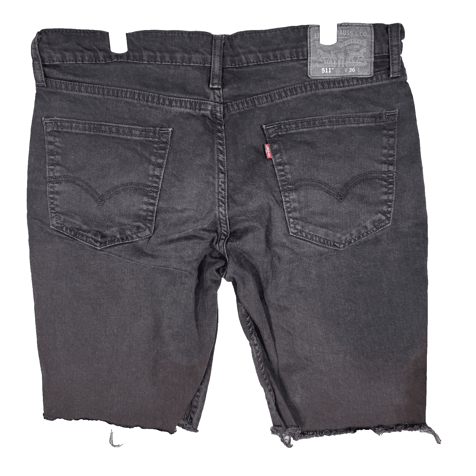 Levi's 511 Shorts Mens 36 Black Slim Fit Denim Cutoff Frayed Hem Stretch - Thumbnail 2