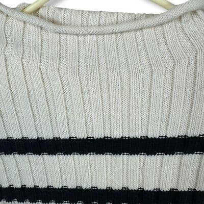 Zara Sweater Women’s S Beige Brown Striped Cowl Neck Pullover Cozy Knit W 45 - Thumbnail 3