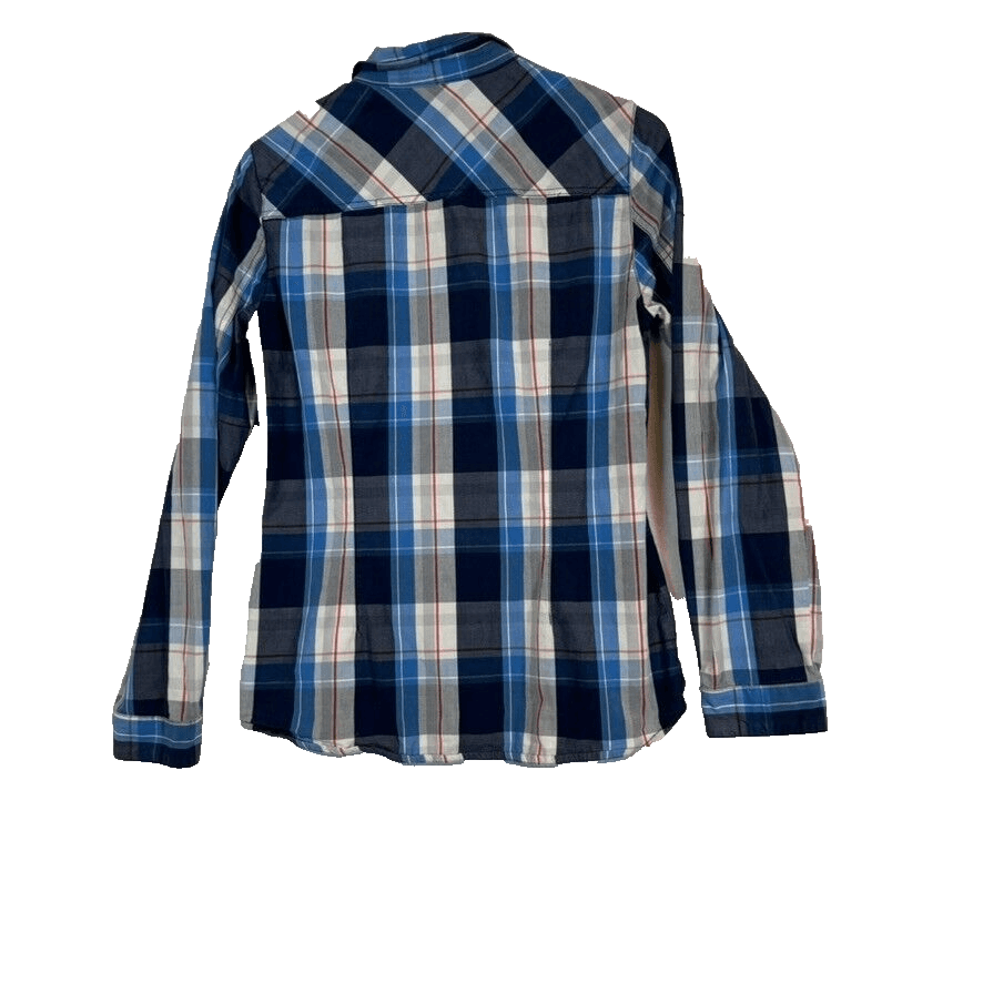 Zara Trafaluc Shirt Women's M VTG Plaid Spiked Pockets 100% Cotton Grunge W348 - Thumbnail 2