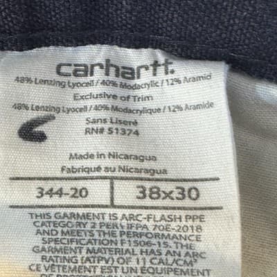 Carhartt FR Cargo Pants Mens 38x30 Blue Westex DH CAT2 Arc Flash Workwear - Thumbnail 4
