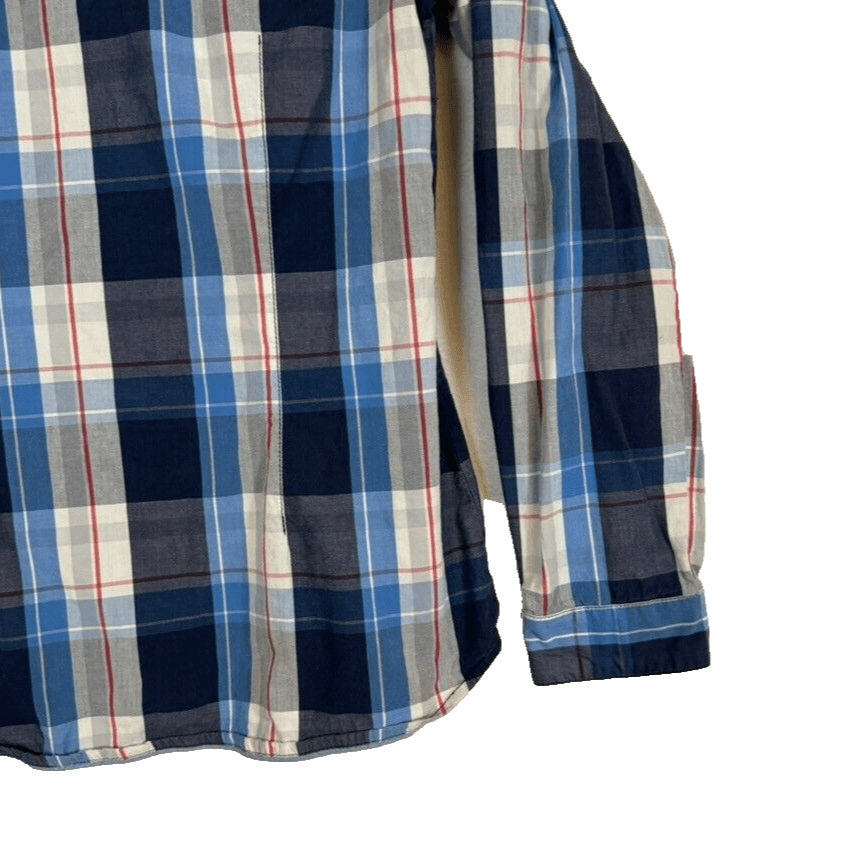 Zara Trafaluc Shirt Women's M VTG Plaid Spiked Pockets 100% Cotton Grunge W348 - Thumbnail 14