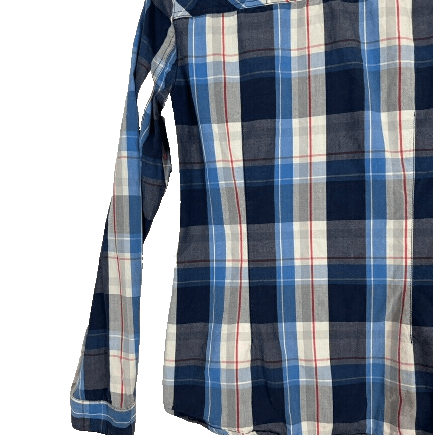 Zara Trafaluc Shirt Women's M VTG Plaid Spiked Pockets 100% Cotton Grunge W348 - Thumbnail 12