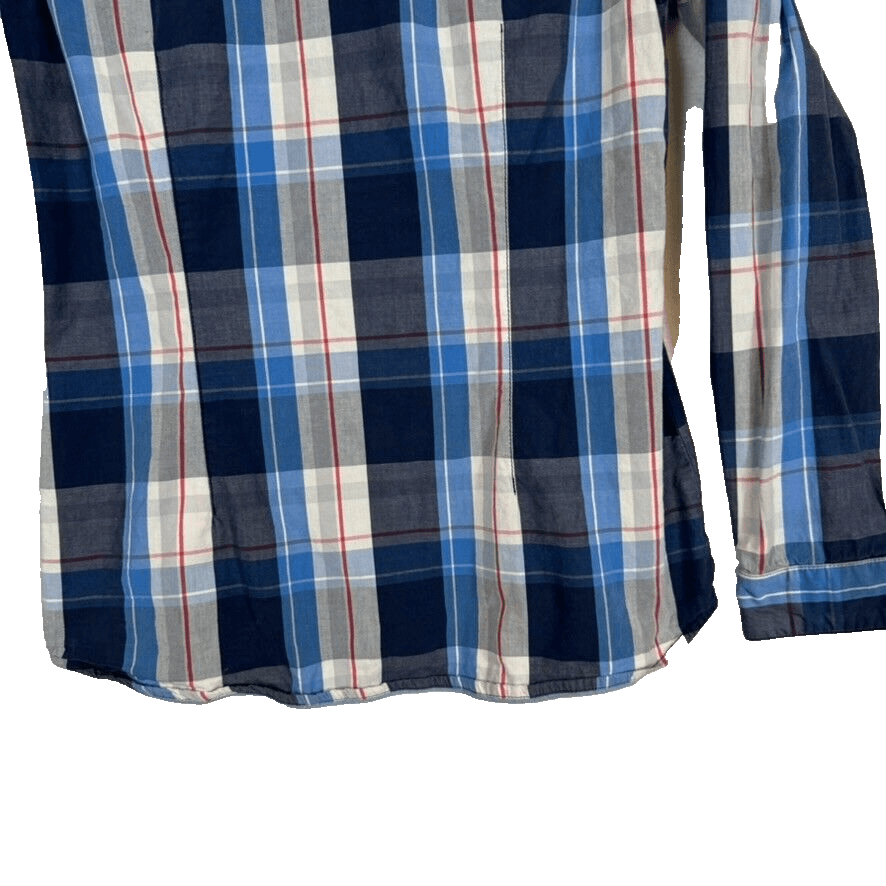 Zara Trafaluc Shirt Women's M VTG Plaid Spiked Pockets 100% Cotton Grunge W348 - Thumbnail 11