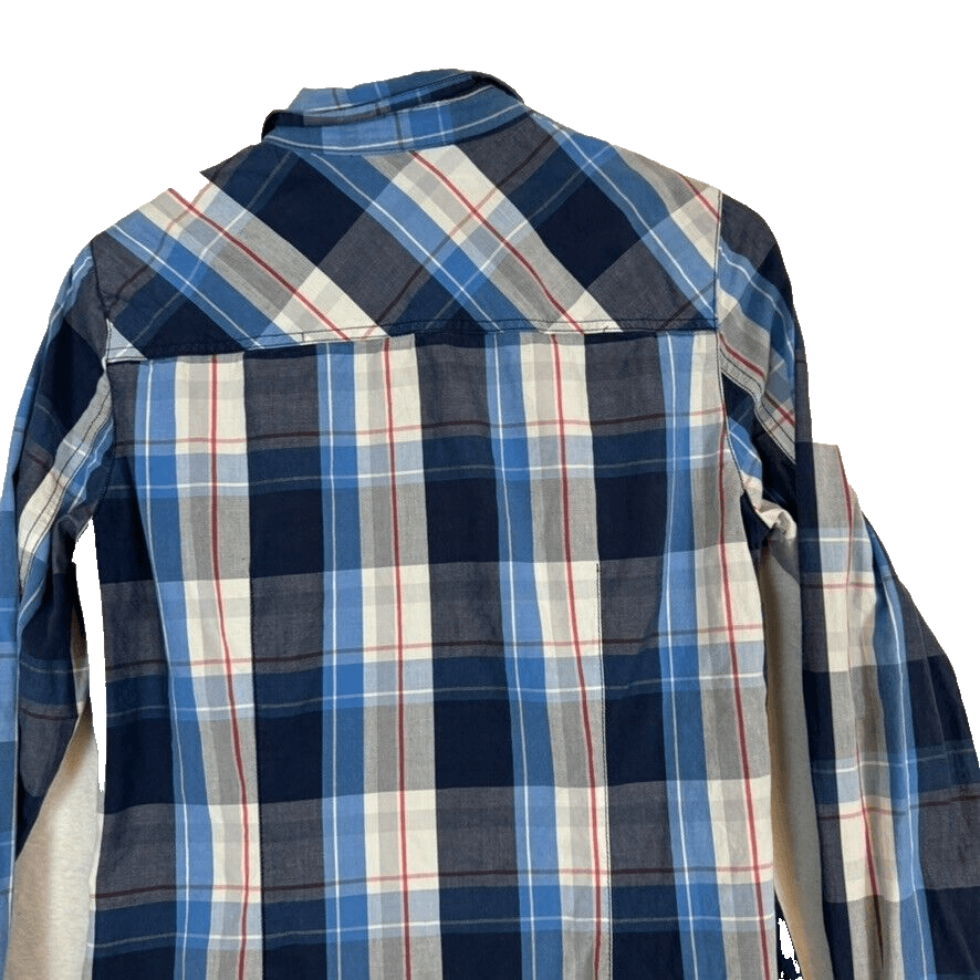 Zara Trafaluc Shirt Women's M VTG Plaid Spiked Pockets 100% Cotton Grunge W348 - Thumbnail 13