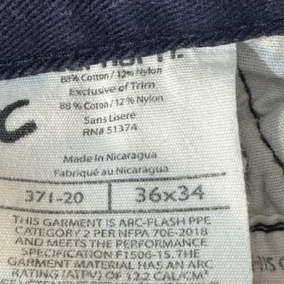 Carhartt FR Work Pants Mens 36x34 CAT2 Arc Flash NFPA70E Blue (36x34) - Thumbnail 5