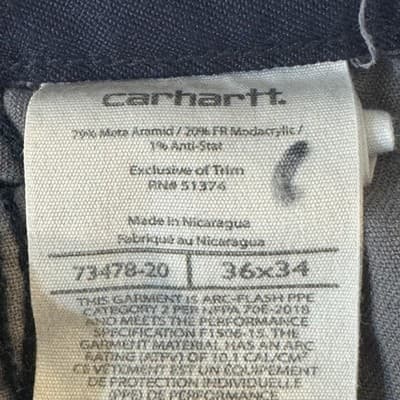 Carhartt FR Work Pants Mens 36x34 Measured 36x33 Navy CAT2 Arc Flash Reflective - Thumbnail 4