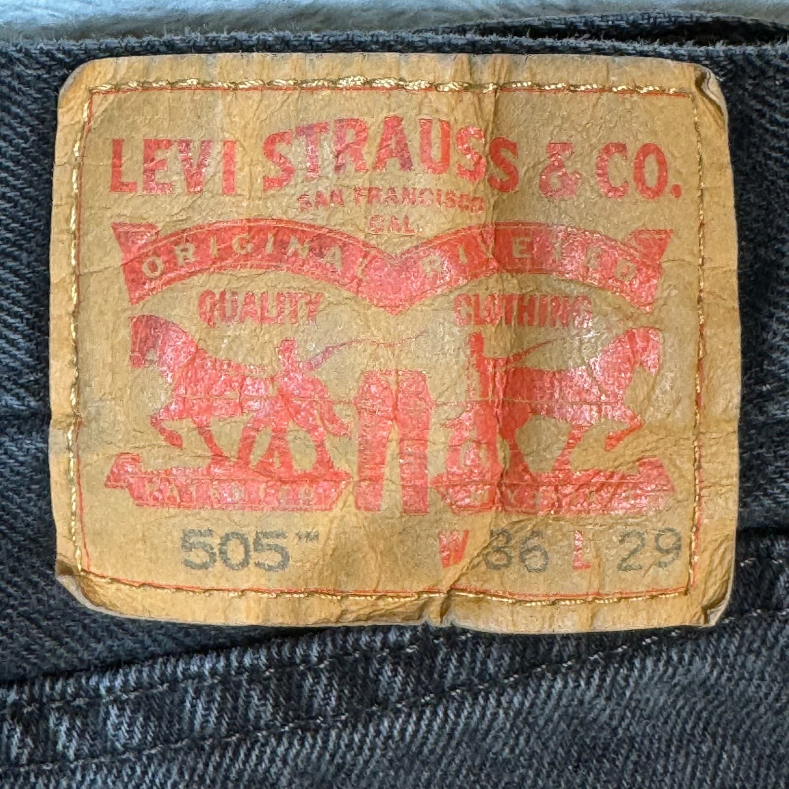 Levis 505 Jeans Mens 36x29 Black Denim Regular Fit Mid Rise Straight Leg - Thumbnail 10