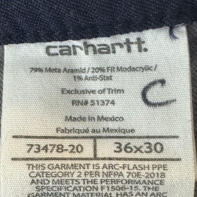 Carhartt FR Work Pants Mens 36x31 Navy Arc Flash CAT2 Flame Resistant Utility - Thumbnail 7