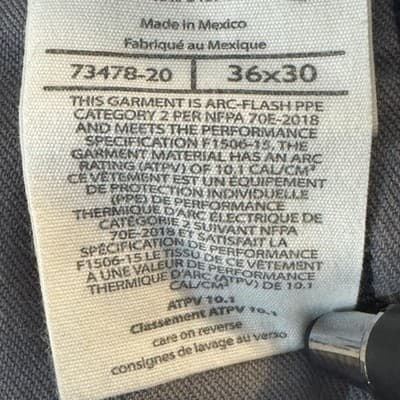 Carhartt FR Work Pants Mens 36x31 Navy Arc Flash CAT2 Flame Resistant Utility - Thumbnail 8