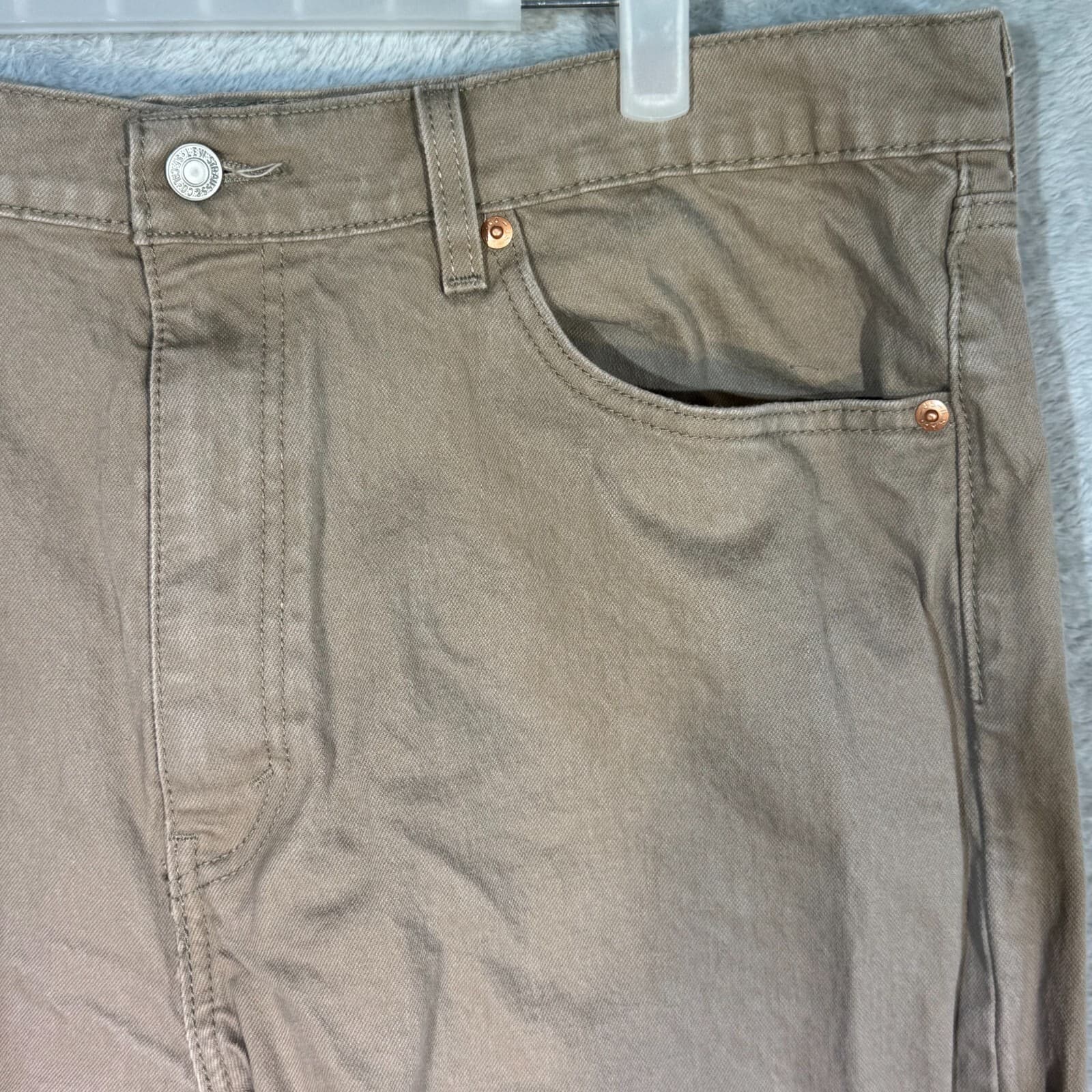 Levis 505 Jeans Mens 40x32 Regular Fit Mid Rise Tan Straight Leg Denim - Thumbnail 4