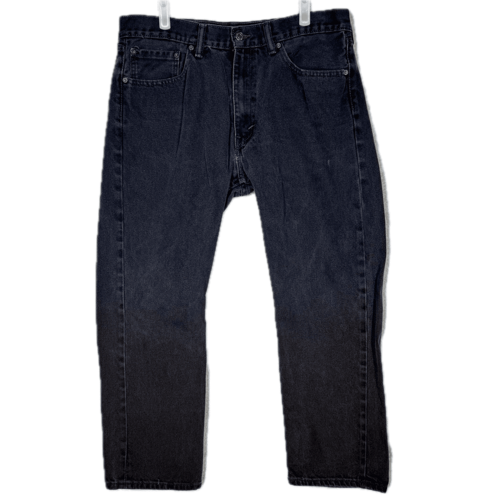 Levis 505 Jeans Mens 36x29 Black Denim Regular Fit Mid Rise Straight Leg - Image 1