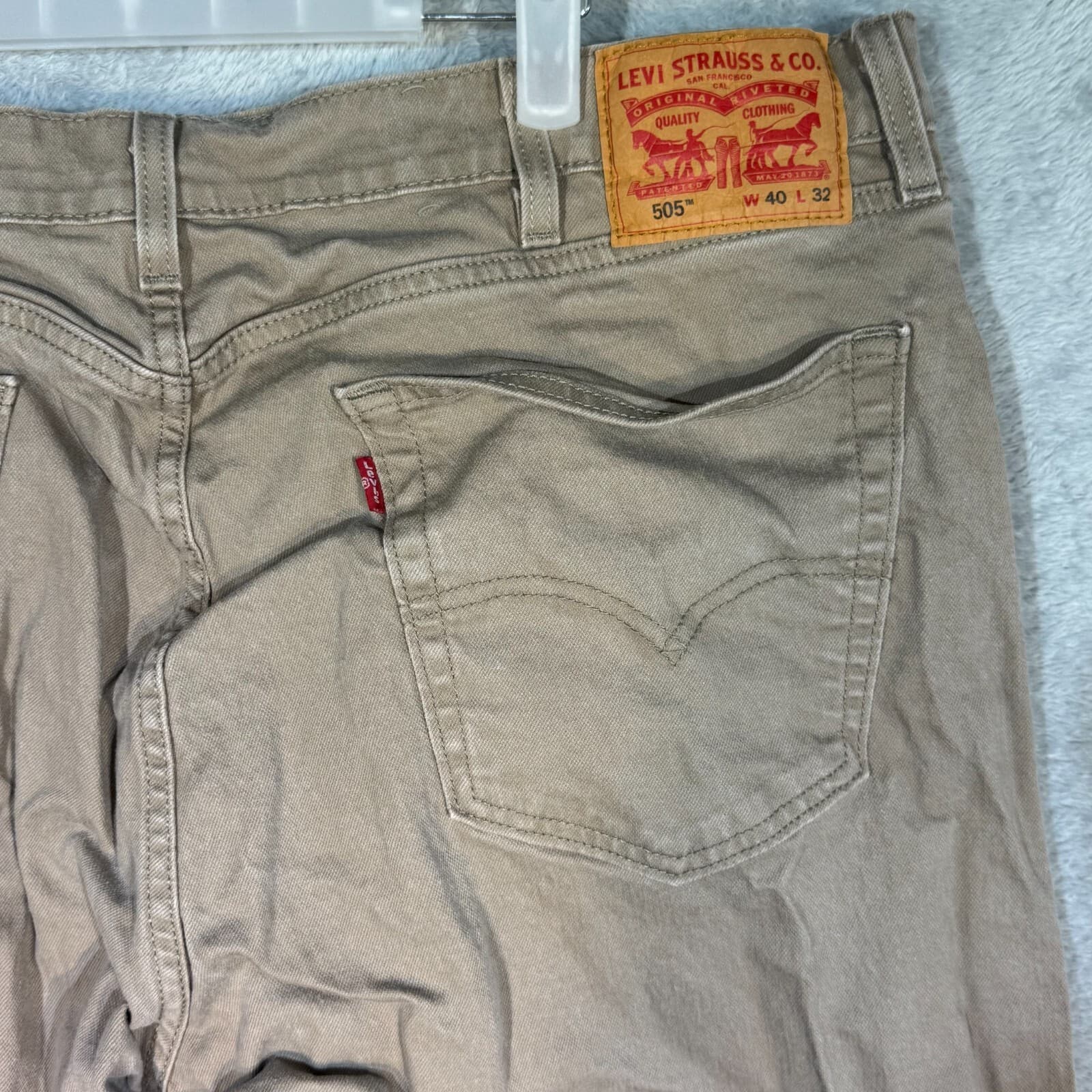 Levis 505 Jeans Mens 40x32 Regular Fit Mid Rise Tan Straight Leg Denim - Thumbnail 7