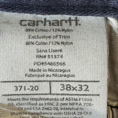 Carhartt FR Work Pants Mens 38x32 CAT2 Arc Flash NFPA70E Navy (38x32) - Thumbnail 6