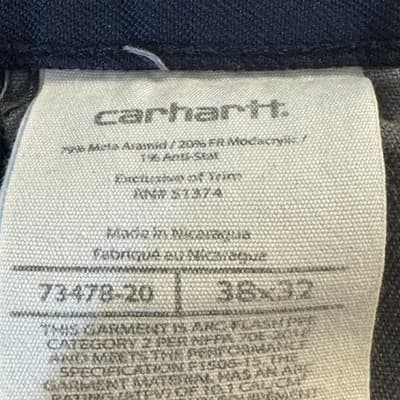Carhartt FR Work Pants Mens 38x32 CAT2 Arc Flash NFPA70E Navy (38x32) - Thumbnail 5