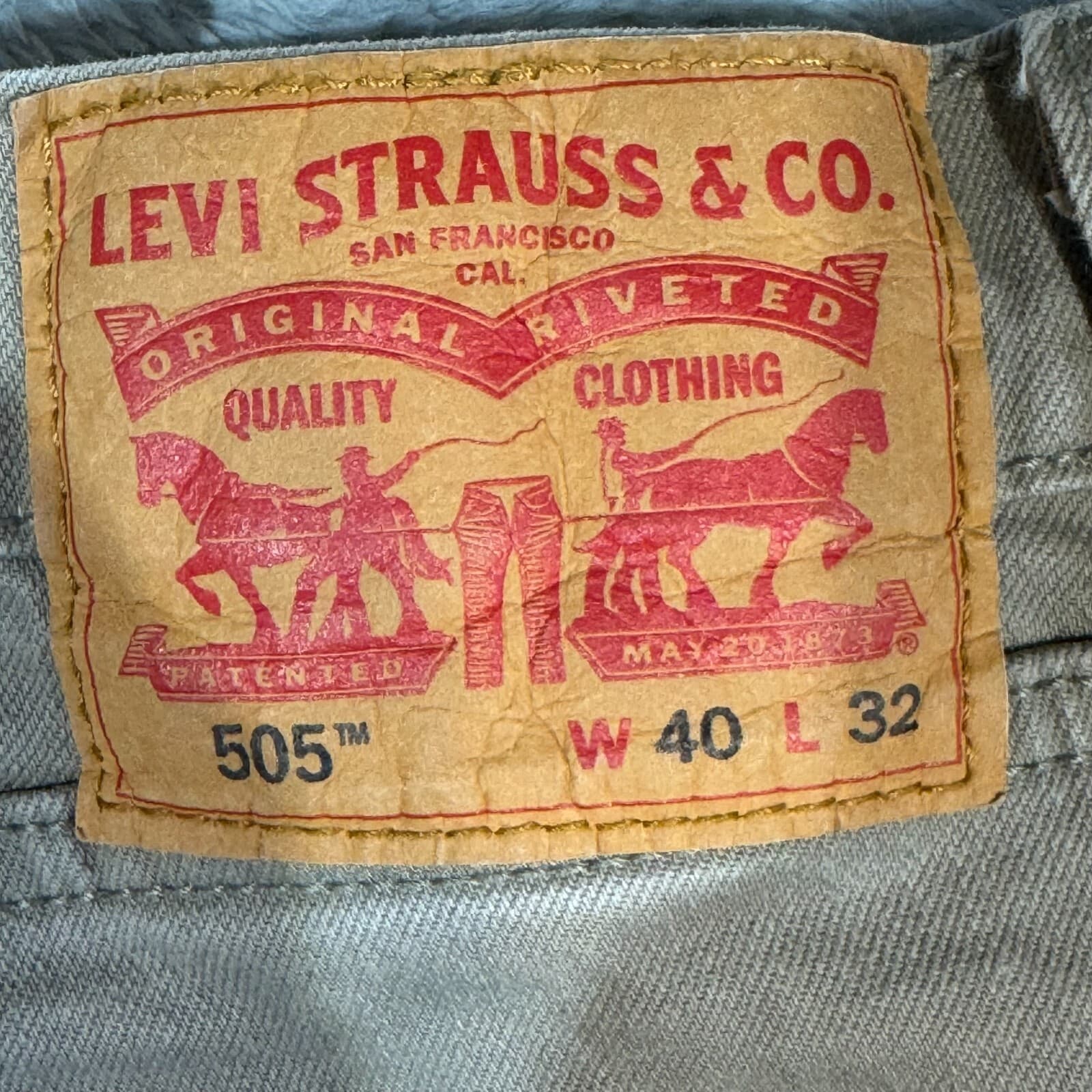 Levis 505 Jeans Mens 40x32 Regular Fit Mid Rise Tan Straight Leg Denim - Thumbnail 10