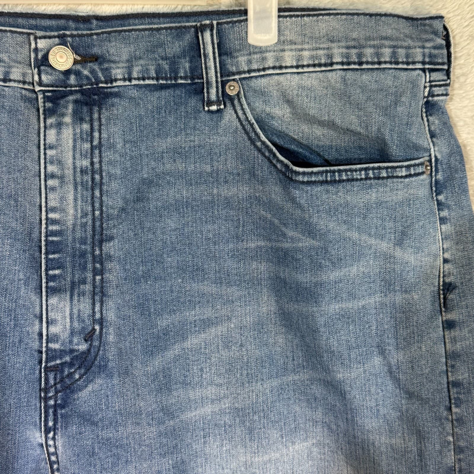 Levis 505 Jeans Mens 42x30 Regular Fit Mid Rise Blue Denim Straight Leg - Thumbnail 4