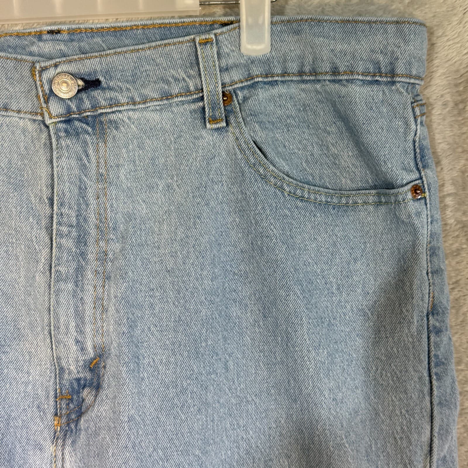 Levis 505 Jeans Mens 40x30 Regular Fit Mid Rise Blue Denim Straight Leg - Thumbnail 4