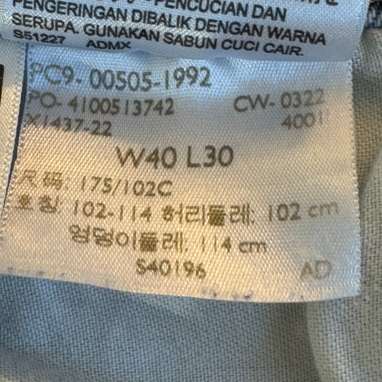 Levis 505 Jeans Mens 40x30 Regular Fit Mid Rise Blue Denim Straight Leg - Thumbnail 15