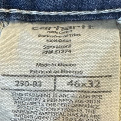 Carhartt FR Work Jeans Mens 46x32 CAT2 Arc Flash Denim Workwear (46x32) - Thumbnail 4