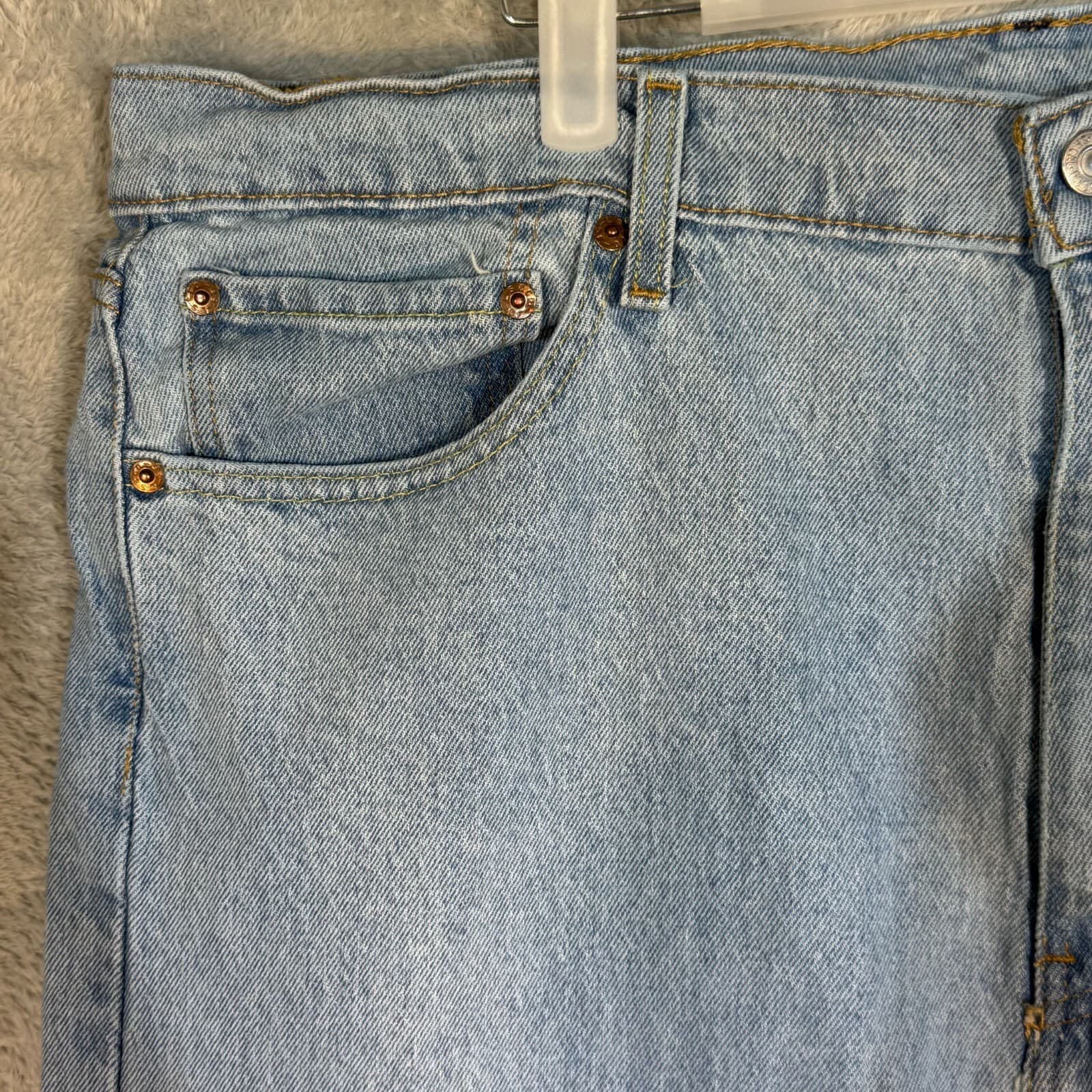 Levis 505 Jeans Mens 40x30 Regular Fit Mid Rise Blue Denim Straight Leg - Thumbnail 3