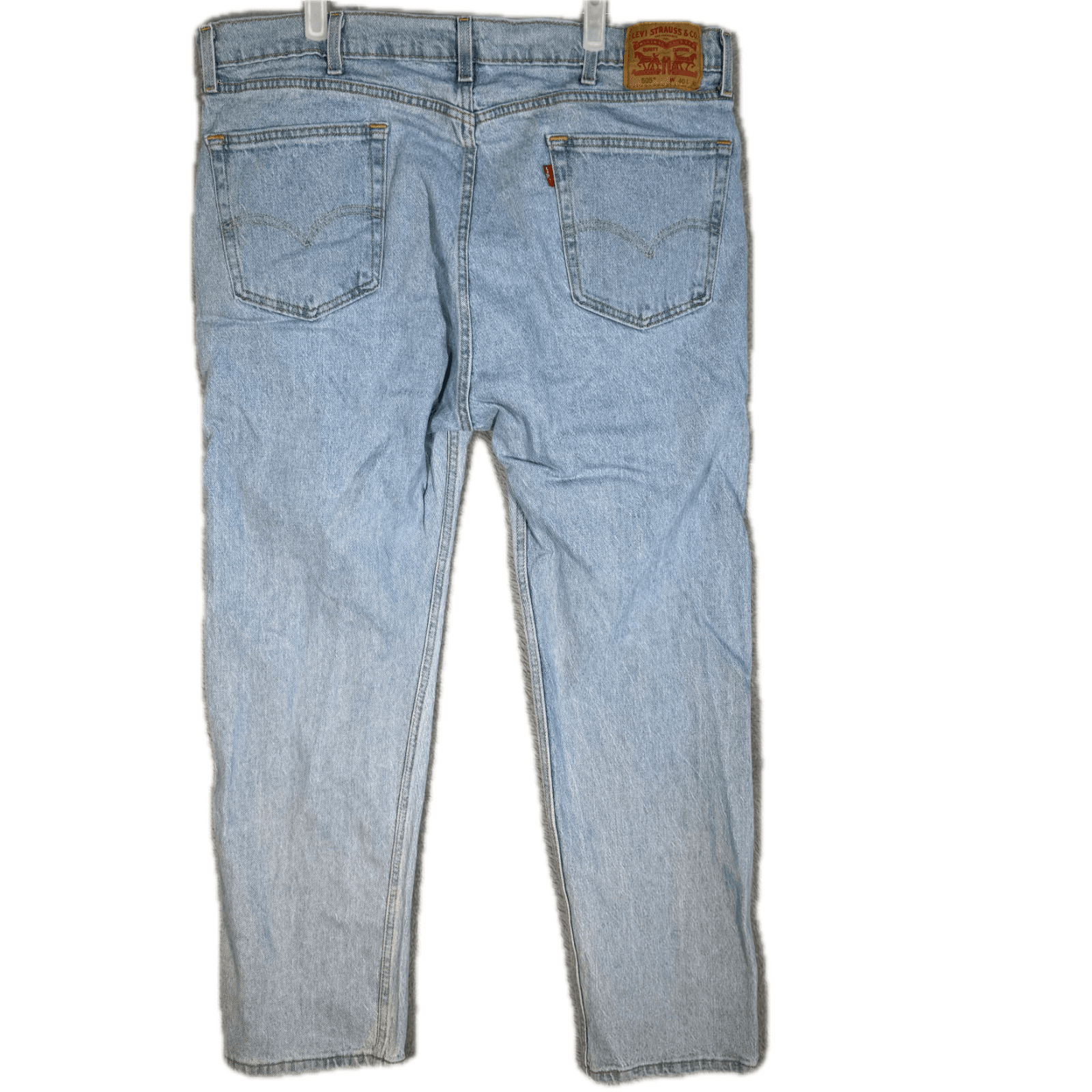 Levis 505 Jeans Mens 40x30 Regular Fit Mid Rise Blue Denim Straight Leg - Thumbnail 2