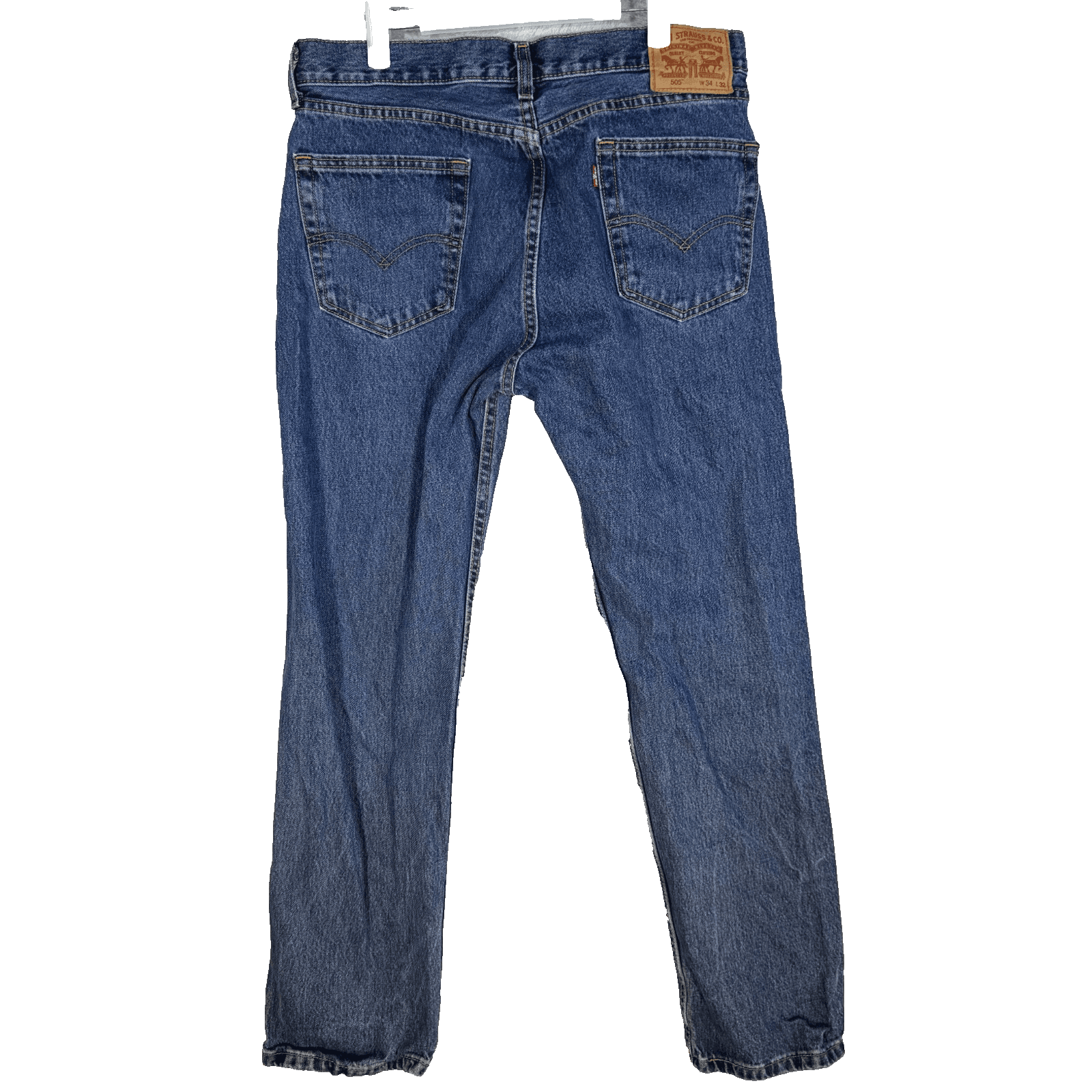 Levis 505 Jeans Mens 34x32 Regular Fit Mid Rise Blue Denim Straight Leg - Thumbnail 2