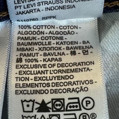 Levis 501 Jeans Mens 34x28 (34x30) Blue Wash Button Fly Straight Leg Denim - Thumbnail 5