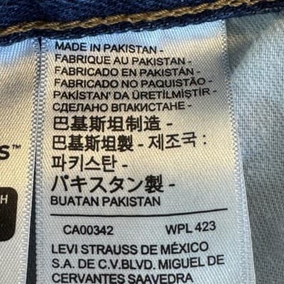 Levis 501 Jeans Mens 34x28 (34x30) Blue Wash Button Fly Straight Leg Denim - Thumbnail 4