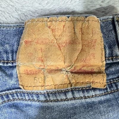 Vintage Levis 505 Jeans Mens 32x31 (32x32) Blue Distressed Straight Leg Denim - Thumbnail 5