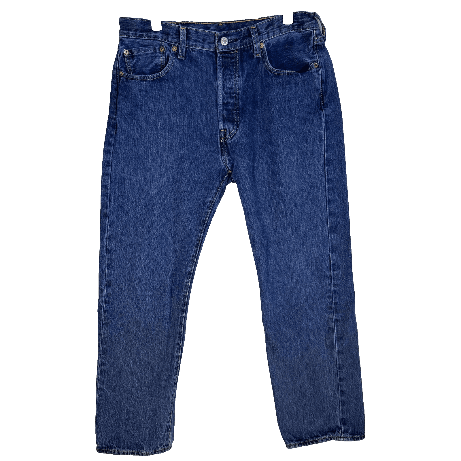 Levis 501 Jeans Mens 34x28 (34x30) Blue Wash Button Fly Straight Leg Denim - Image 1