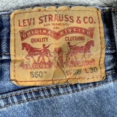 Levis 550 Jeans Mens 36x29 (38x30) Blue Relaxed Tapered Denim Medium Wash - Thumbnail 4
