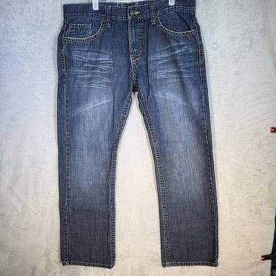 Royal Premium Jeans Mens 34x31 (34x30) Blue Medium Wash Straight Leg Denim - Thumbnail 4