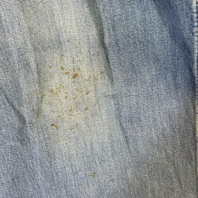 Carhartt Dungaree Fit Jeans Mens 38x32 Blue Workwear Distressed Stained Denim - Thumbnail 4