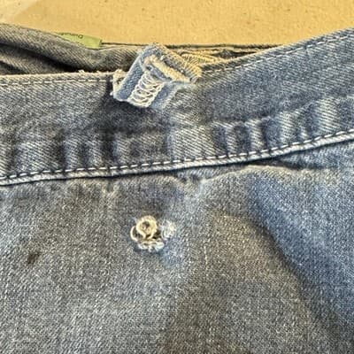 Carhartt Dungaree Fit Jeans Mens 38x32 Blue Workwear Distressed Stained Denim - Thumbnail 6