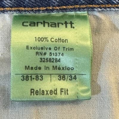 Carhartt Jeans Mens 36x34 Blue Relaxed Fit Denim Straight Leg Workwear Pants - Thumbnail 5