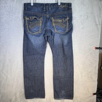 Royal Premium Jeans Mens 34x31 (34x30) Blue Medium Wash Straight Leg Denim - Thumbnail 6