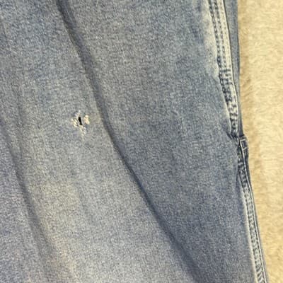 Carhartt Jeans Mens 42x34 Blue Dungaree Fit Workwear Carpenter Pants Distressed - Thumbnail 4