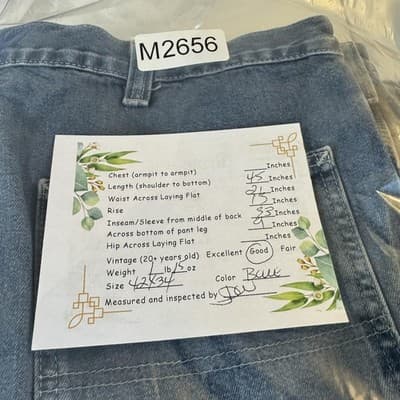 Carhartt Jeans Mens 42x34 Blue Dungaree Fit Workwear Carpenter Pants Distressed - Thumbnail 8