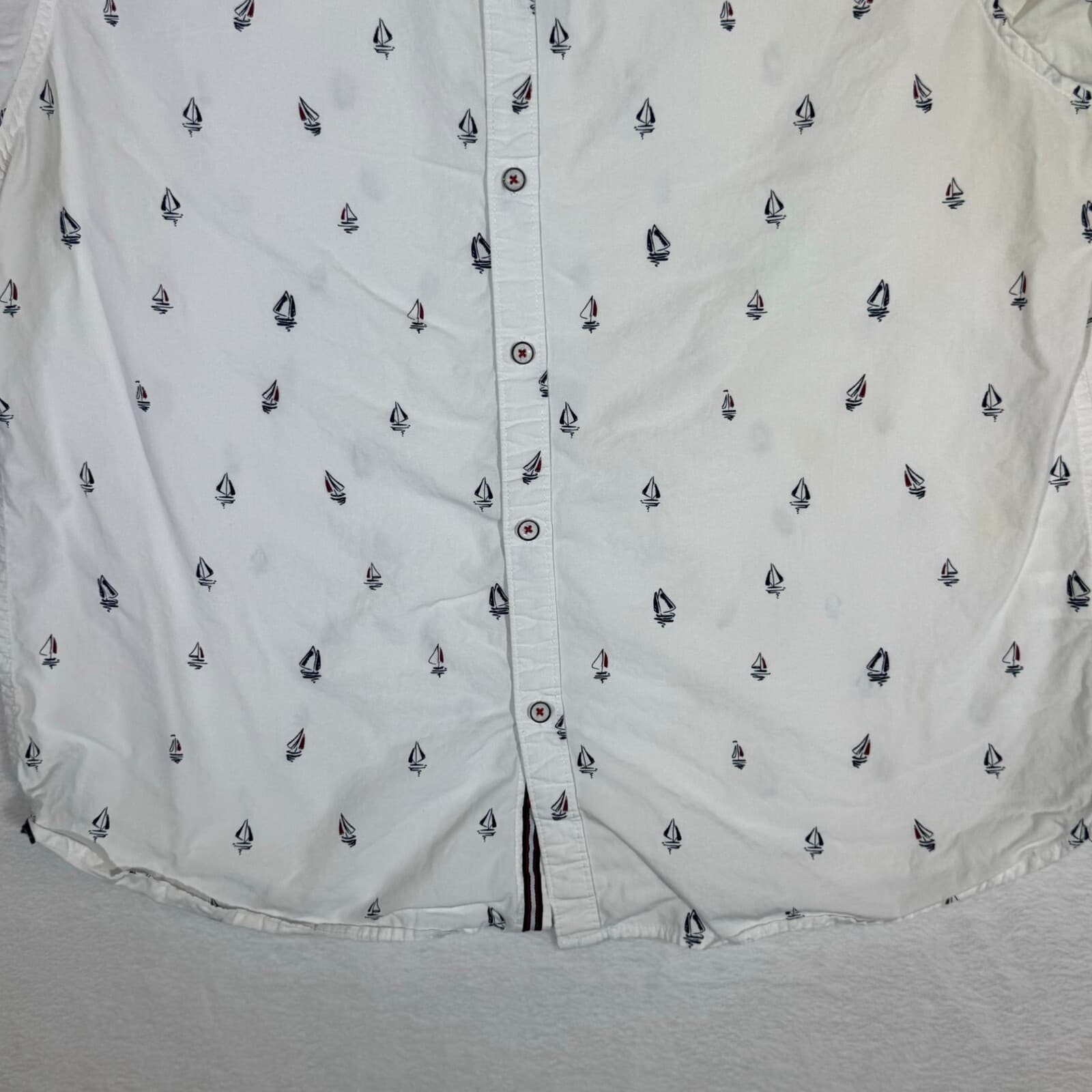 Cactus Man Men’s XL White Boat Print Slim-Fit 100% Cotton Shirt – Button-Down M6 - Thumbnail 9