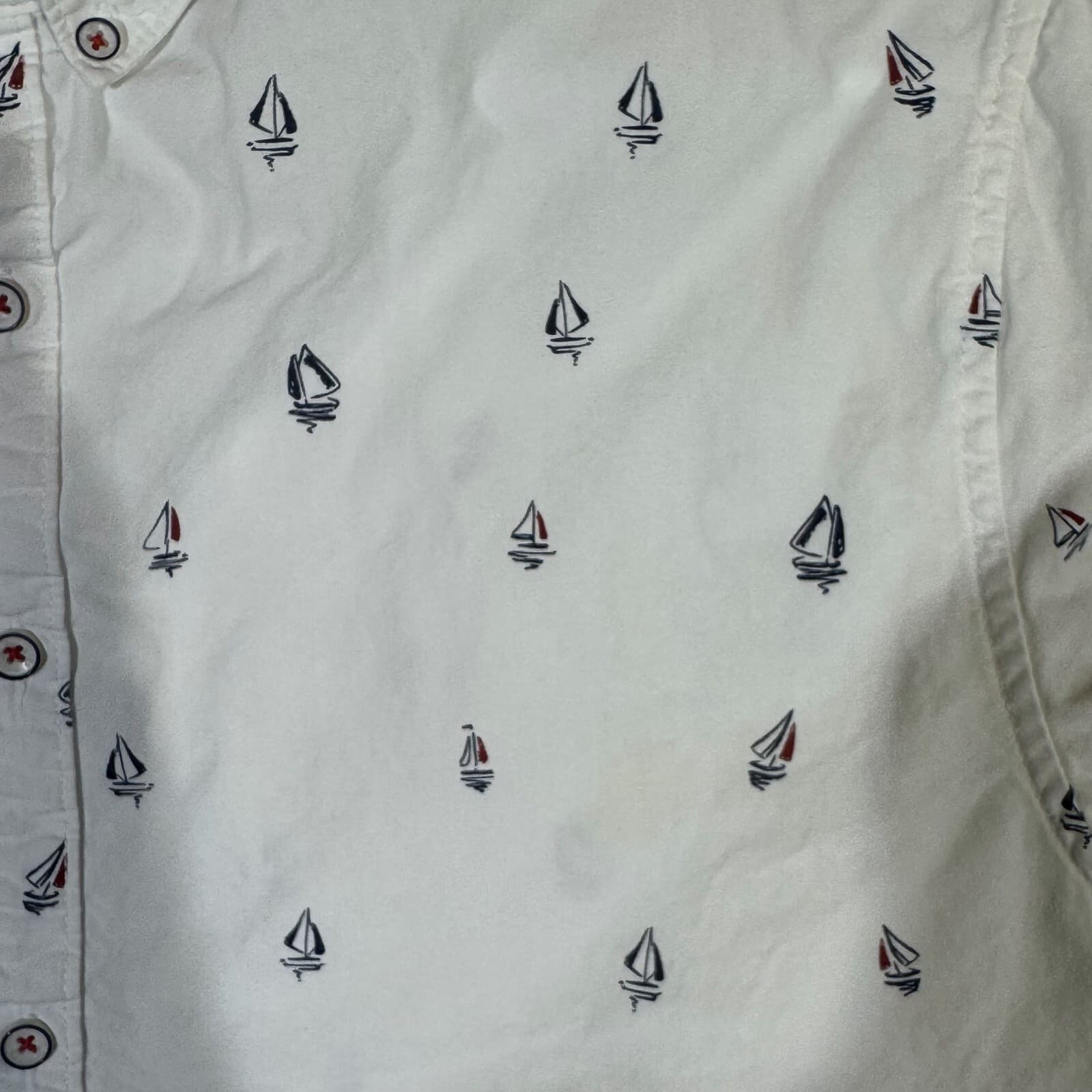 Cactus Man Men’s XL White Boat Print Slim-Fit 100% Cotton Shirt – Button-Down M6 - Thumbnail 6