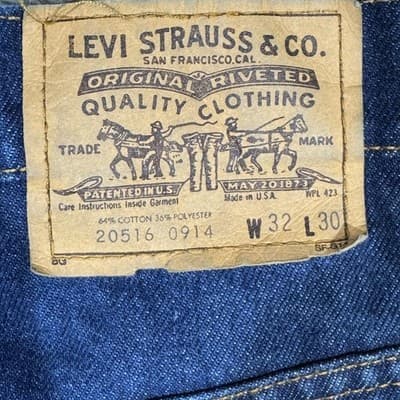 Vintage Levis 20516 Jeans Mens 31x29 (32x30) Blue Straight Leg Orange Tab USA - Thumbnail 3
