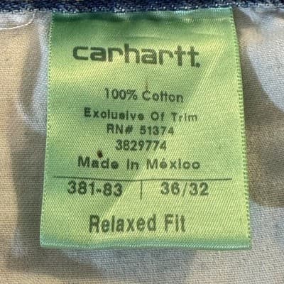 Carhartt Jeans Mens 36x32 Blue Relaxed Fit Paint Splatter Distressed Workwear - Thumbnail 7