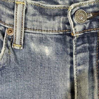 Vintage Levis 505 Jeans Mens 32x31 (32x32) Blue Distressed Straight Leg Denim - Thumbnail 3