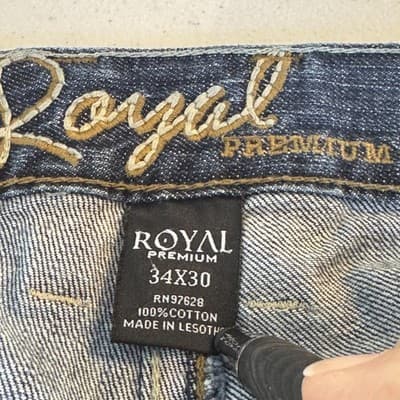 Royal Premium Jeans Mens 34x31 (34x30) Blue Medium Wash Straight Leg Denim - Thumbnail 15