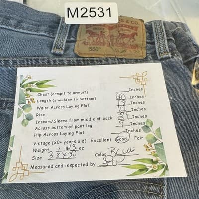 Levis 550 Jeans Mens 36x29 (38x30) Blue Relaxed Tapered Denim Medium Wash - Thumbnail 10