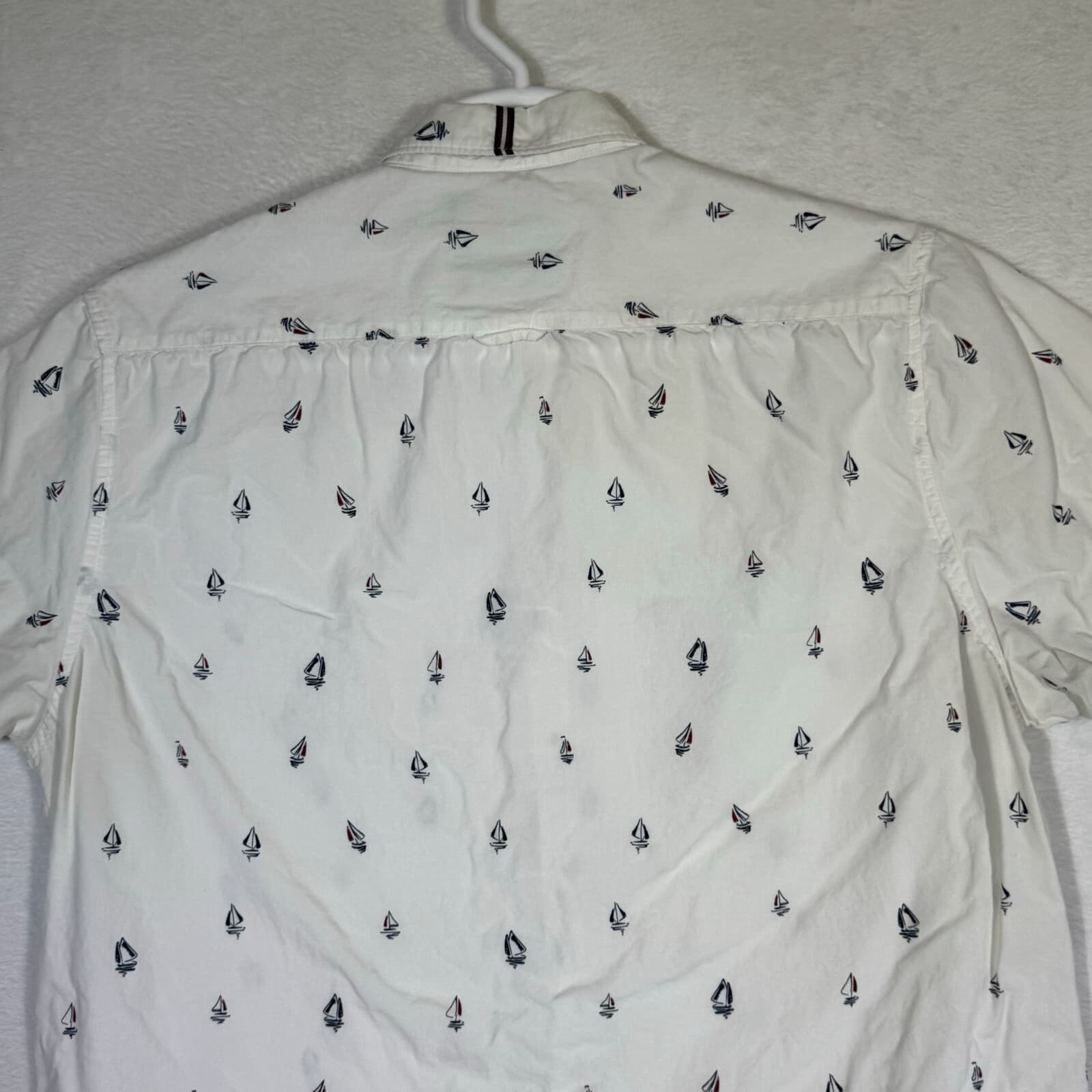 Cactus Man Men’s XL White Boat Print Slim-Fit 100% Cotton Shirt – Button-Down M6 - Thumbnail 12