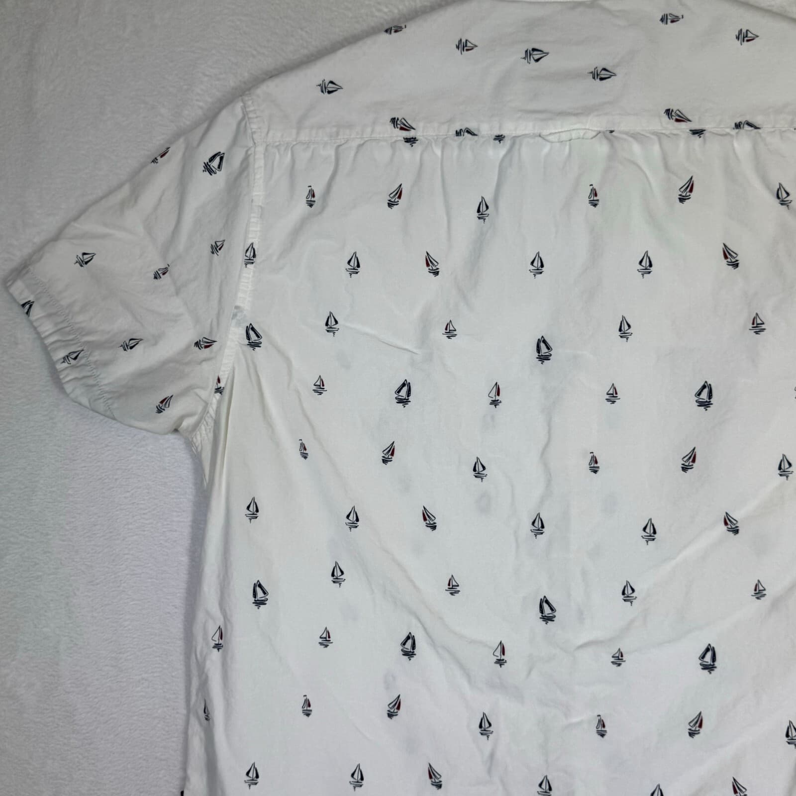 Cactus Man Men’s XL White Boat Print Slim-Fit 100% Cotton Shirt – Button-Down M6 - Thumbnail 11