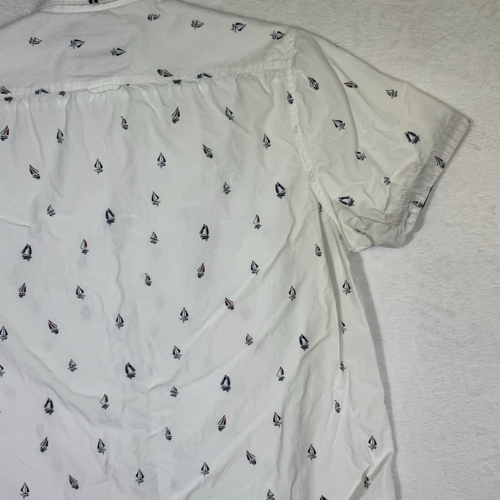 Cactus Man Men’s XL White Boat Print Slim-Fit 100% Cotton Shirt – Button-Down M6 - Thumbnail 13