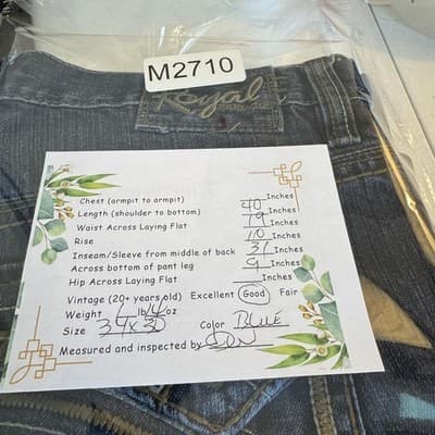 Royal Premium Jeans Mens 34x31 (34x30) Blue Medium Wash Straight Leg Denim - Thumbnail 20